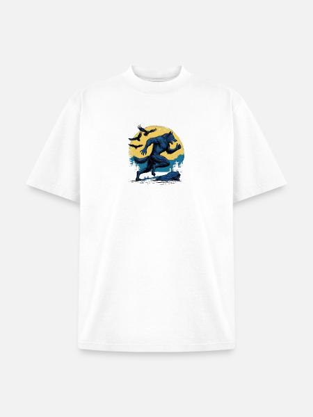Running Werewolf with Crows - Unisex Garment Dyed T-Shirt - white