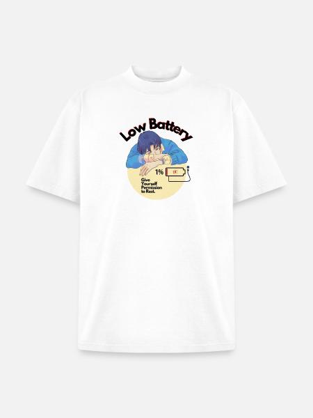 Permission to Rest Battery - Unisex Garment Dyed T-Shirt - white