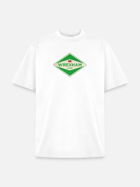 Wrexham Green Diamond Logo - Unisex Garment Dyed T-Shirt - white