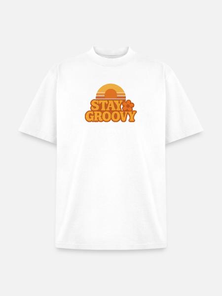 Retro Sunset Stay Groovy Graphic - Unisex Garment Dyed T-Shirt - white