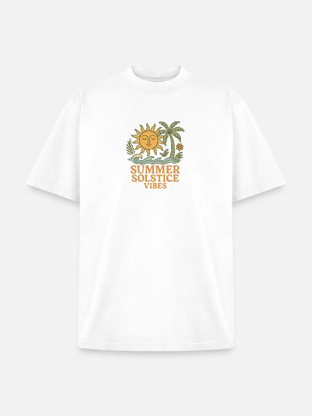 Summer Solstice Vibes Sun and Palm Design - Unisex Garment Dyed T-Shirt - white