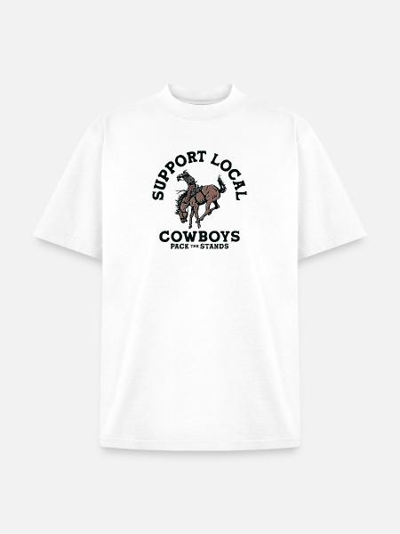 Soutenez les cow-boys locaux - T-shirt teint en pièce Unisexe - blanc