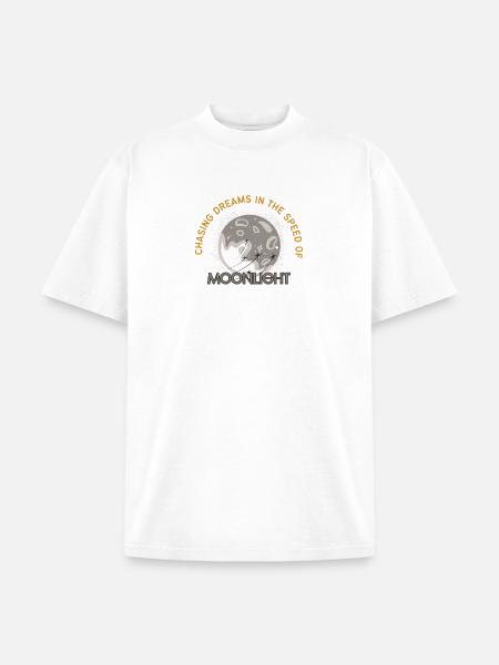 Celestial Moonlight Dream Illustration - Unisex Garment Dyed T-Shirt - white