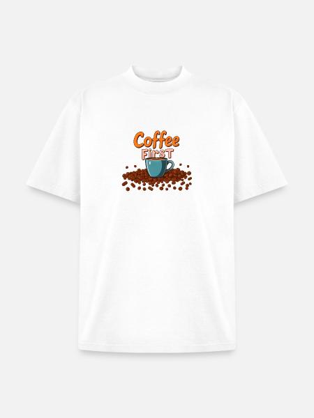 Coffee First Cup Splash - Unisex Garment Dyed T-Shirt - white