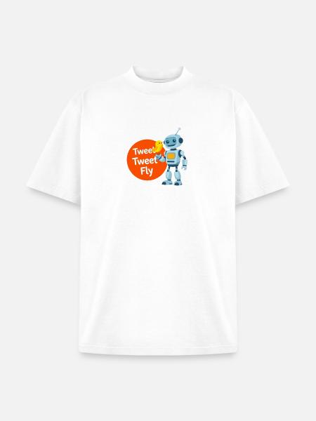 Robot and Bird Tweet Duo - Unisex Garment Dyed T-Shirt - white