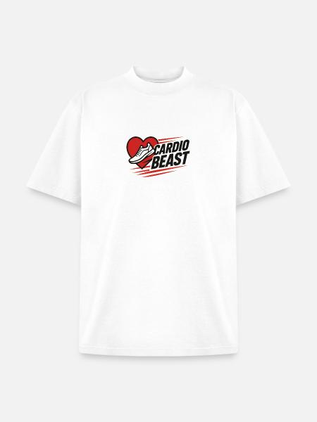 Cardio Beast Heartbeat Run Logo - Unisex Garment Dyed T-Shirt - white