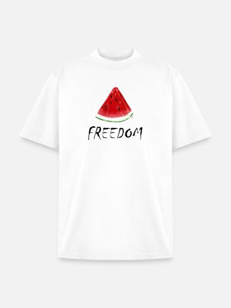 Freedom Watermelon Slice Illustration - Unisex Garment Dyed T-Shirt - white