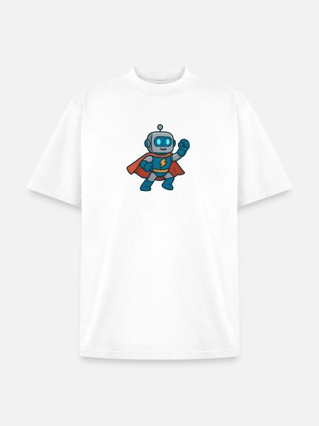 Robot Hero Lightning Cape - Unisex Garment Dyed T-Shirt - white