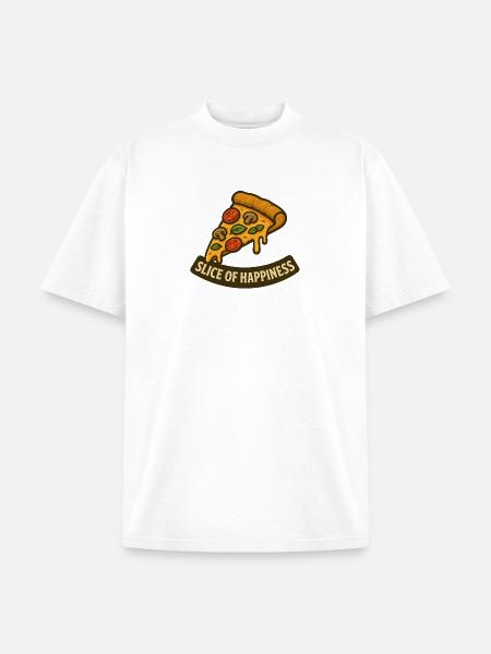 Slice of Happiness Pizza Slice - Unisex Garment Dyed T-Shirt - white