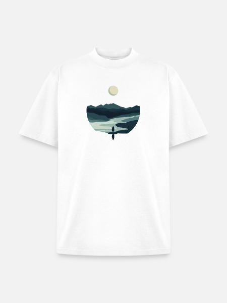 Moonlit Valley Silhouette - Unisex Garment Dyed T-Shirt - white