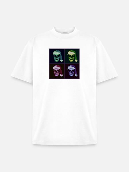 Pop Art Skull Santa Halftone - Unisex Garment Dyed T-Shirt - white