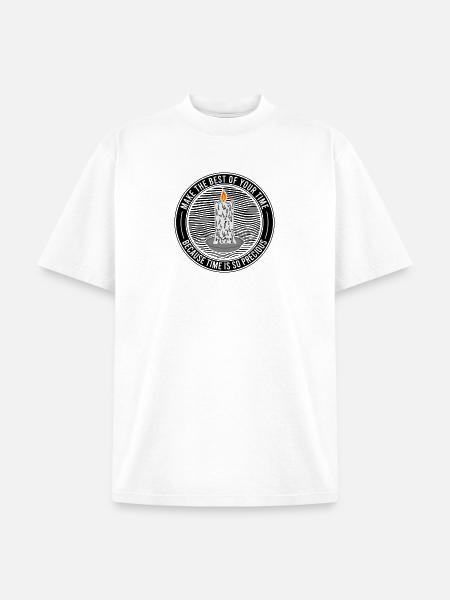 Time Is Precious Candle Quote - Unisex Garment Dyed T-Shirt - white