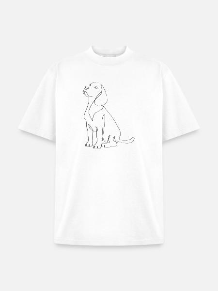 Sleek Dog Line Art Silhouette - Unisex Garment Dyed T-Shirt - white