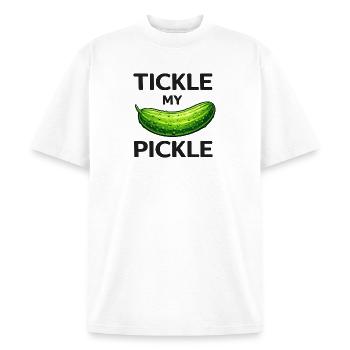 Funny Tickle My Pickle couple Valentines day Mug 1 - Unisex Garment Dyed T-Shirt - white - Front - AI Model Male 178 dark (178cm) & AI Model Female 180 light (180cm)