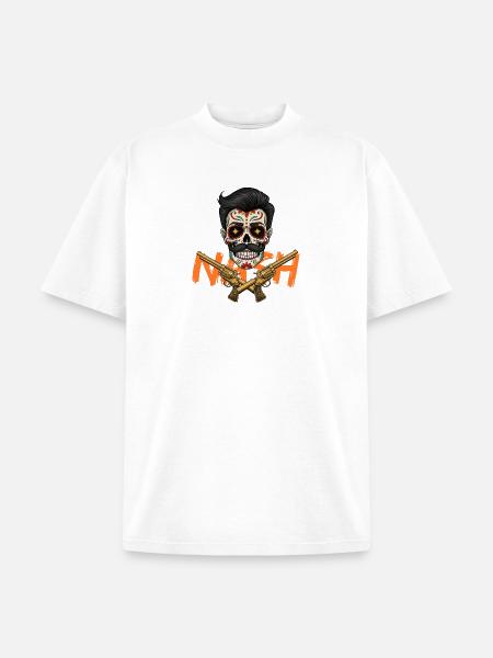 Sugar Skull Gunslinger Tee - Unisex Garment Dyed T-Shirt - white