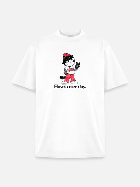 Felix The Cat In Skater Style & Have A Nice Day - Unisex Garment Dyed T-Shirt - white