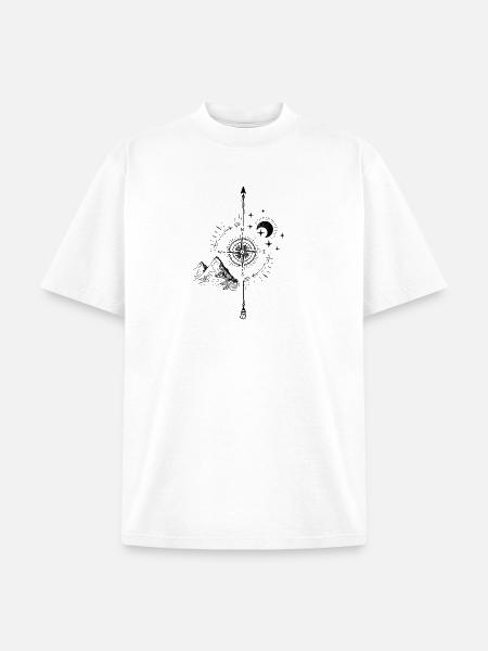 Mystic Mountain Moon Compass - Unisex Garment Dyed T-Shirt - white