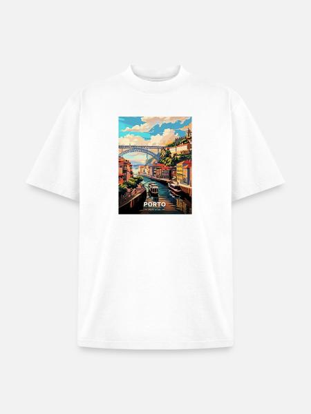Porto Portugal Travel - Unisex Garment Dyed T-Shirt - white