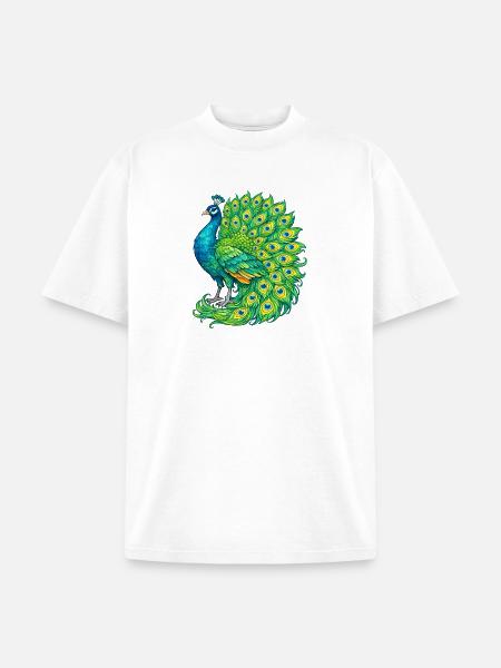 Vivid Peacock Cascade - Unisex Garment Dyed T-Shirt - white