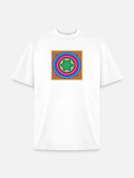 Vibrant Star Mandala Burst - Unisex Garment Dyed T-Shirt - white