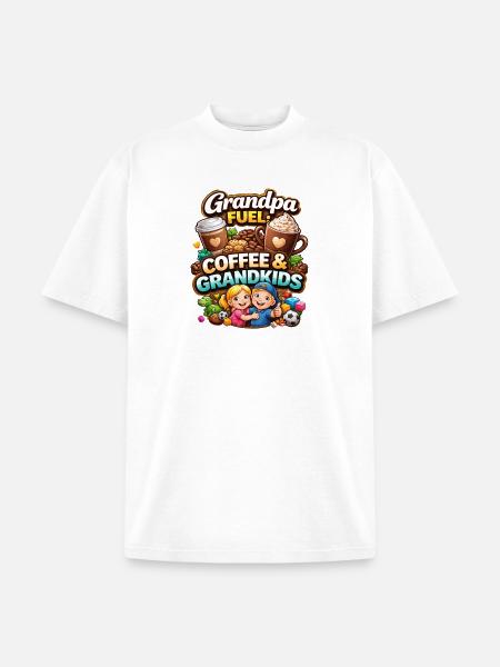 Grandpa Fuel Coffee & Grandkids - Unisex Garment Dyed T-Shirt - white