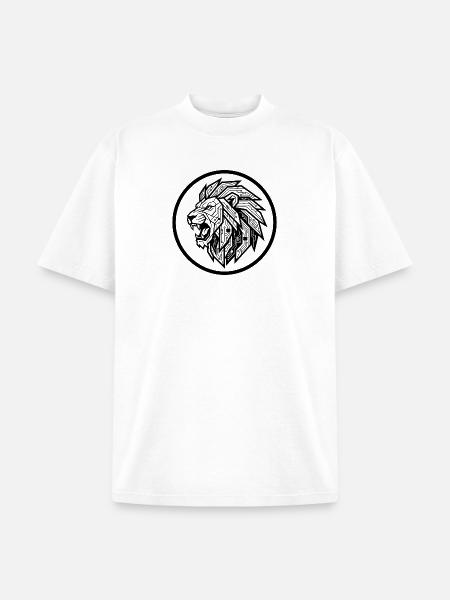 Future Tech Lion - Geometric Circuit Art - Unisex Garment Dyed T-Shirt - white