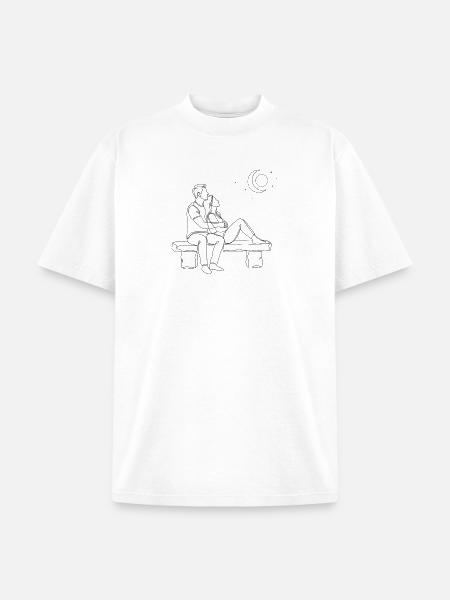 Moonlit Bench Romance - Unisex Garment Dyed T-Shirt - white