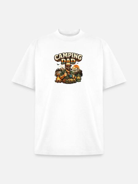 Camping Dad at Sunset Campfire - Unisex Garment Dyed T-Shirt - white