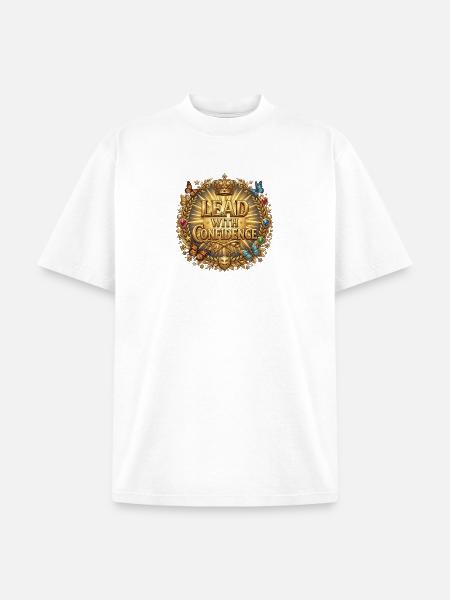 Lead with Confidence Golden Emblem - Unisex Garment Dyed T-Shirt - white