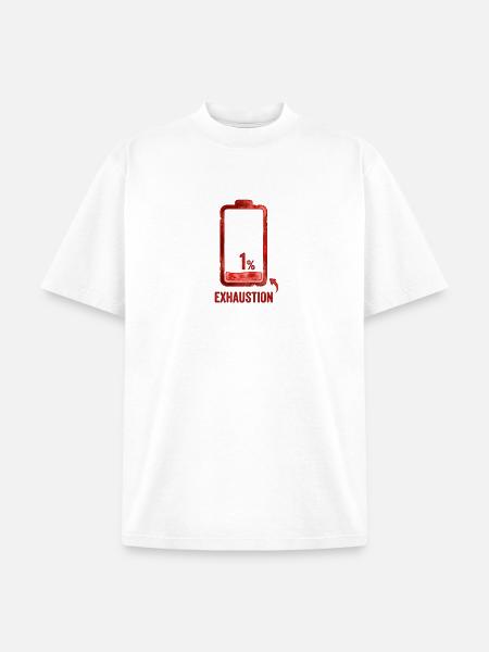 1% Exhaustion Battery Art - Unisex Garment Dyed T-Shirt - white