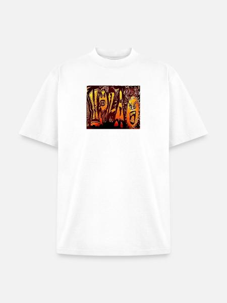 Inferno Graffiti Faces - Unisex Garment Dyed T-Shirt - white