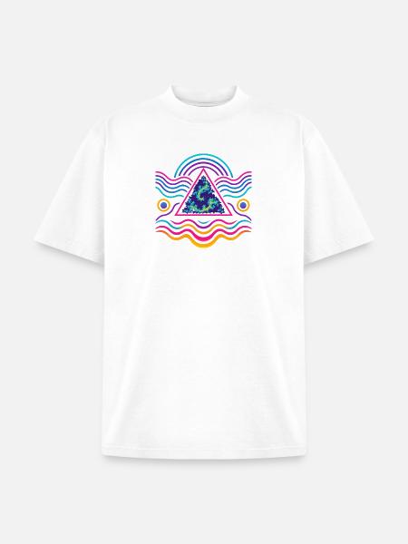 Neon Triangle Fractal Wave - Unisex Garment Dyed T-Shirt - white