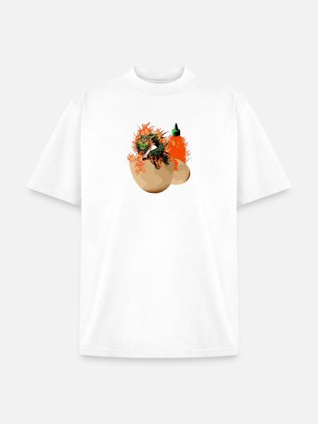 CHILLI BREATHING DRAGON - Unisex Garment Dyed T-Shirt - white