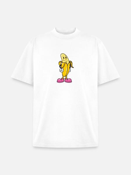 Banana Mascot in Pink Sneakers - Unisex Garment Dyed T-Shirt - white