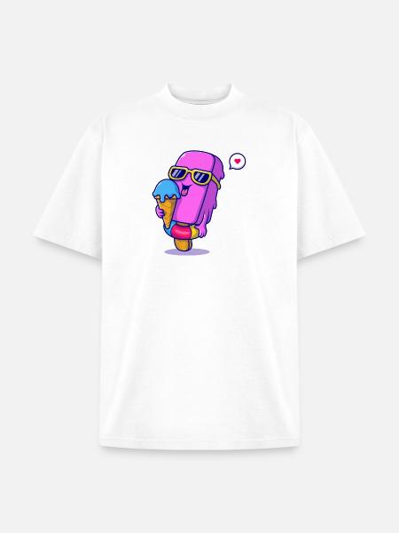 Sunny Pink Ice Pop Mascot - Unisex Garment Dyed T-Shirt - white