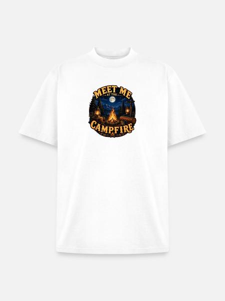 Meet Me Campfire Night - Unisex Garment Dyed T-Shirt - white