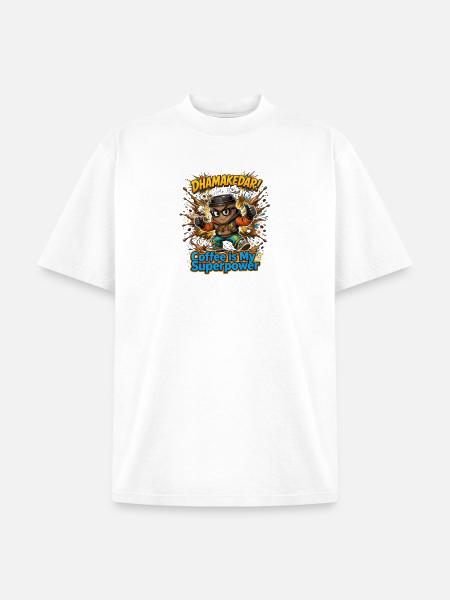 Coffee Is My Superpower Hero - Unisex Garment Dyed T-Shirt - white