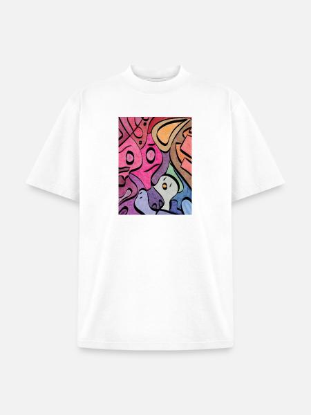 Kaleidoscopic Faces Graffiti - Unisex Garment Dyed T-Shirt - white