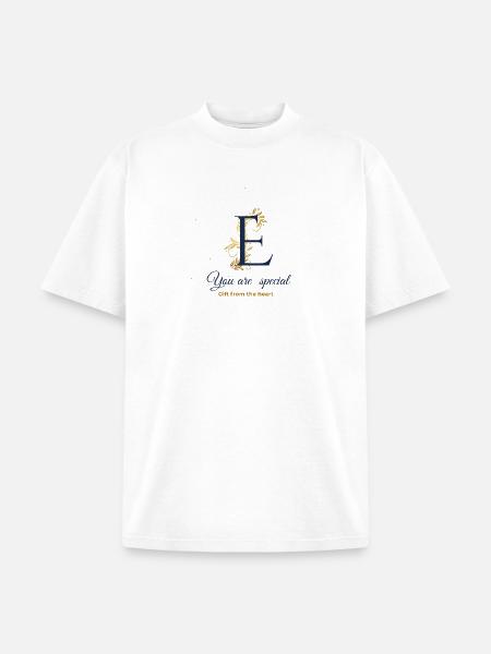 Elegant E with Gold Flourish - Unisex Garment Dyed T-Shirt - white
