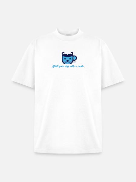 Blue Cat Morning Smile - Unisex Garment Dyed T-Shirt - white