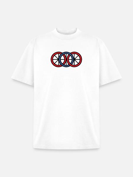 Bike Wheels Rings Logo - Unisex Garment Dyed T-Shirt - white