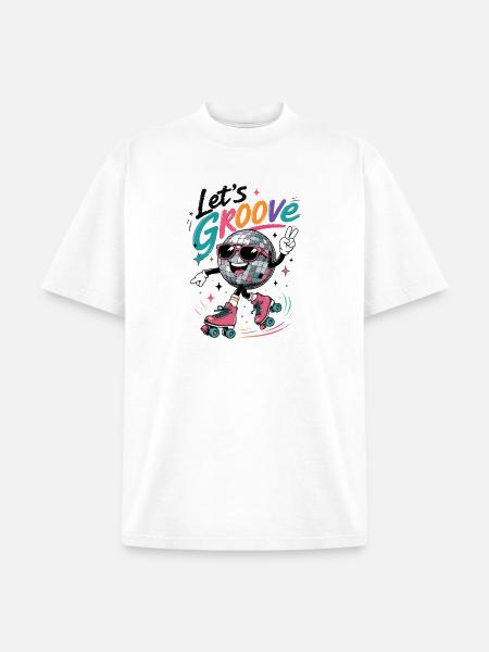 "Let's Groove" Retro Roller-Skating Disco - Unisex Garment Dyed T-Shirt - white