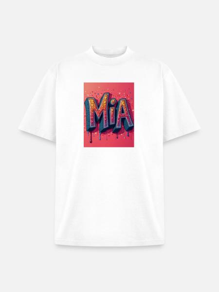 MIA Glitter Block Letters - Unisex Garment Dyed T-Shirt - white