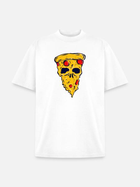 Neon Skull Pizza Slice - Unisex Garment Dyed T-Shirt - white