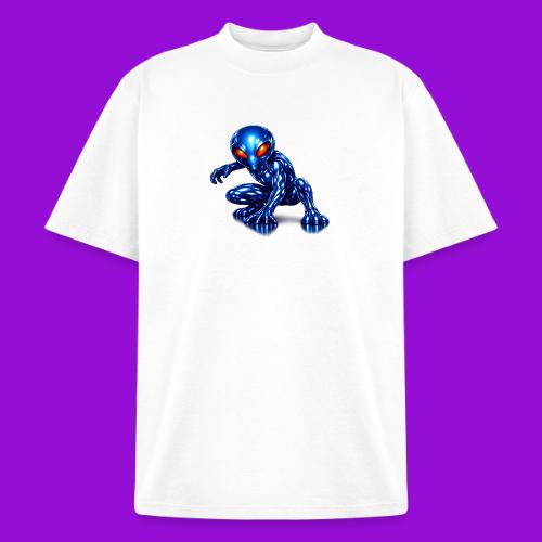 Blue Alien Crouch - Heavyweight Washed Unisex T-Shirt