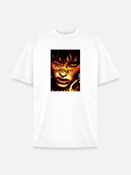 Inferno Portrait: Bold Text Overlay - Unisex Garment Dyed T-Shirt - white