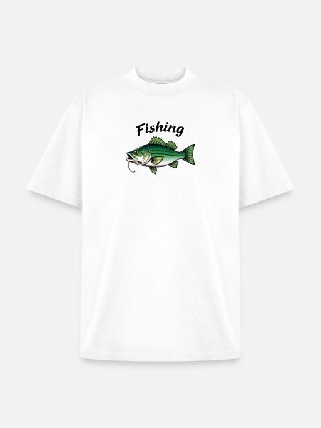 Vivid Bass Fishing Tackle Illustration - Unisex Garment Dyed T-Shirt - white
