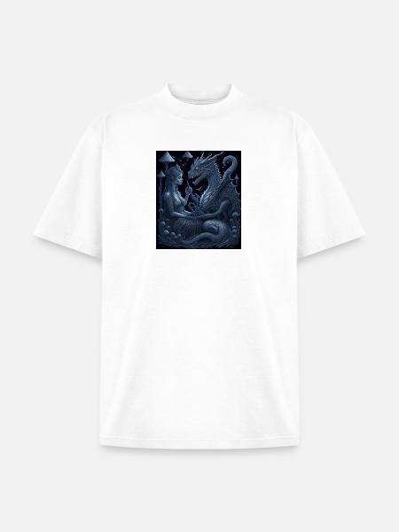 Moonlit Dragon Guardian - Unisex Garment Dyed T-Shirt - white