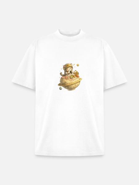 Lunchocat on Moon Cheese - Unisex Garment Dyed T-Shirt - white