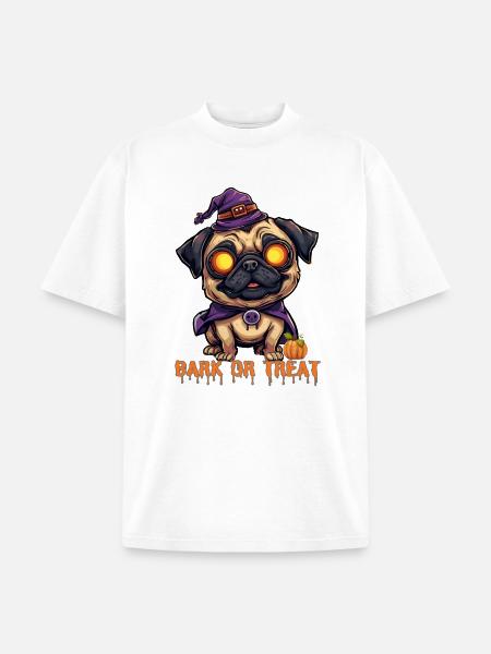 Pug Halloween Bark or Treat - Unisex Garment Dyed T-Shirt - white